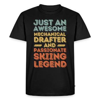 Dessinateur technique ski rétro - T-shirt Premium bio Homme - noir - Devant - Nico (187cm)