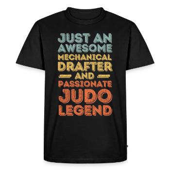 Dessinateur technique Judo rétro - T-shirt Premium bio Homme - noir - Devant - Nico (187cm)