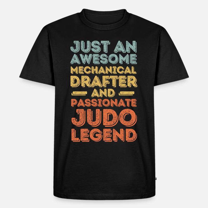 Technischer-Zeichner Judo retro - Männer Premium Bio T-Shirt - Schwarz