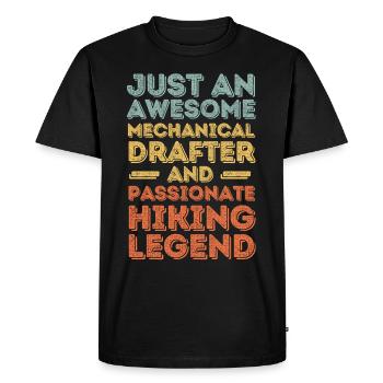 Dessinateur technique Randonnée rétro - T-shirt Premium bio Homme - noir - Devant - Nico (187cm)