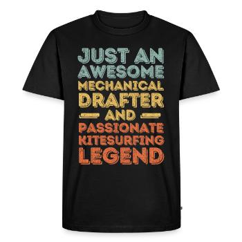 Dessinateur technique kitesurf rétro - T-shirt Premium bio Homme - noir - Devant - Nico (187cm)