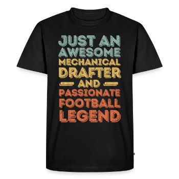 Dessinateur technique football rétro - T-shirt Premium bio Homme - noir - Devant - Nico (187cm)
