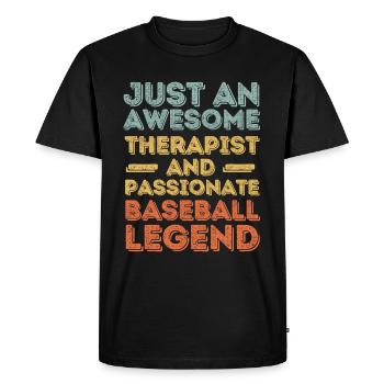 Thérapeute Baseball rétro - T-shirt Premium bio Homme - noir - Devant - Nico (187cm)
