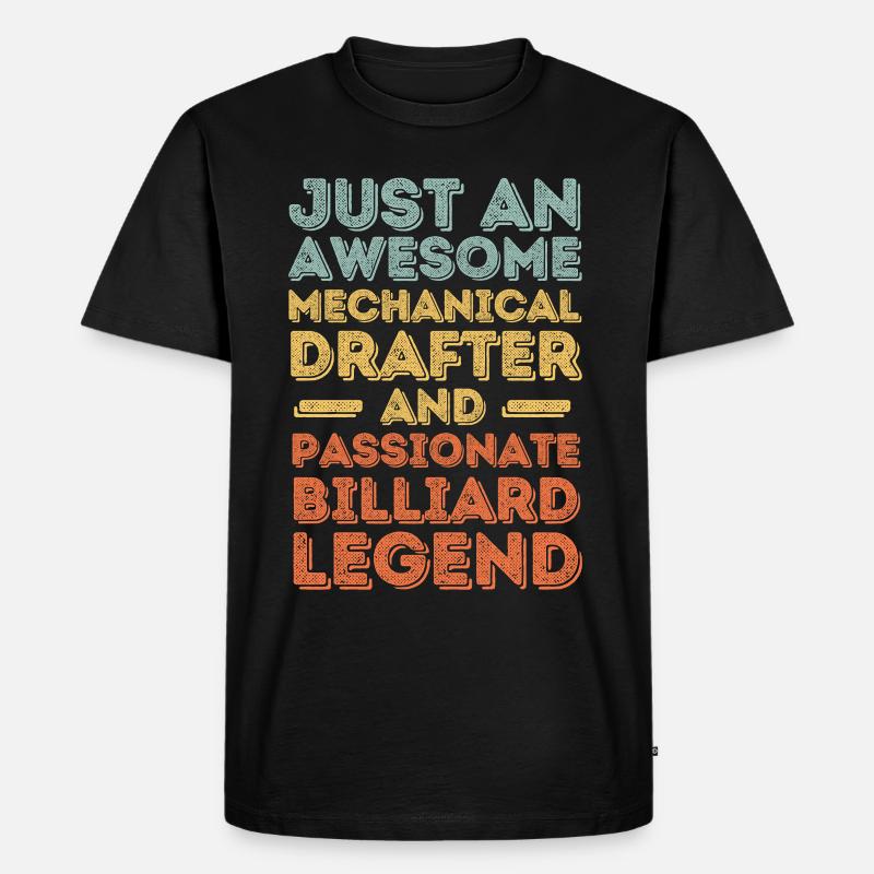 Technischer-Zeichner Billard retro - Männer Premium Bio T-Shirt - Schwarz