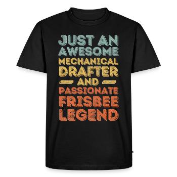 Dessinateur technique Frisbee rétro - T-shirt Premium bio Homme - noir - Devant - Nico (187cm)