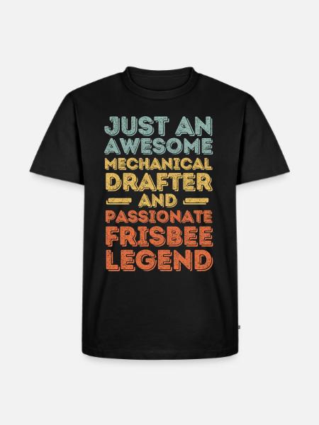 Technical draughtsman Frisbee retro - Men's Premium Organic T-Shirt - black