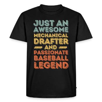 Dessinateur technique baseball rétro - T-shirt Premium bio Homme - noir - Devant - Nico (187cm)