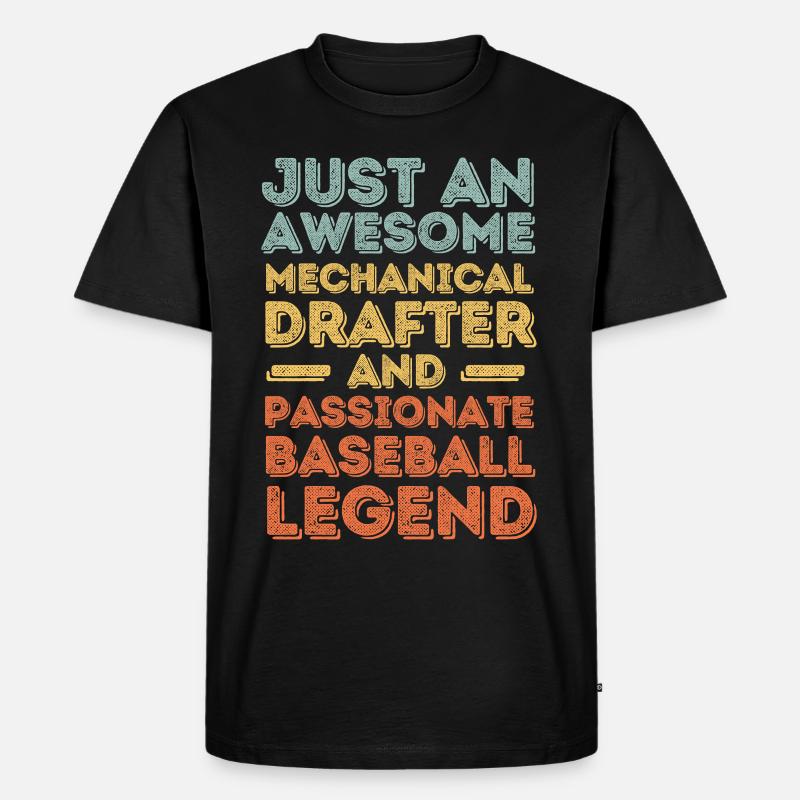 Technischer-Zeichner Baseball retro - Männer Premium Bio T-Shirt - Schwarz