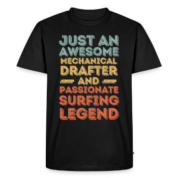 Dessinateur technique surf rétro - T-shirt Premium bio Homme - noir - Devant - Nico (187cm)