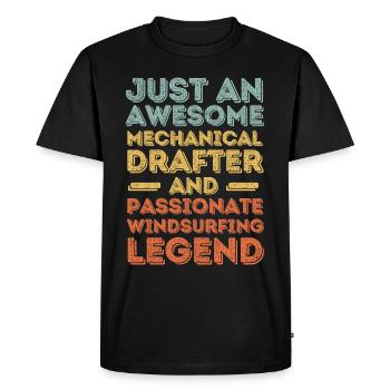 Dessinateur technique planche à voile rétro - T-shirt Premium bio Homme - noir - Devant - Nico (187cm)