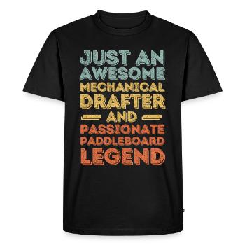 Dessinateur technique paddleboard rétro - T-shirt Premium bio Homme - noir - Devant - Nico (187cm)