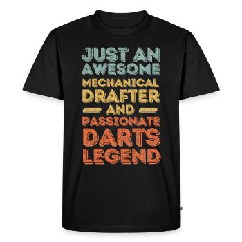 Dessinateur technique fléchettes rétro - T-shirt Premium bio Homme - noir - Devant - Nico (187cm)