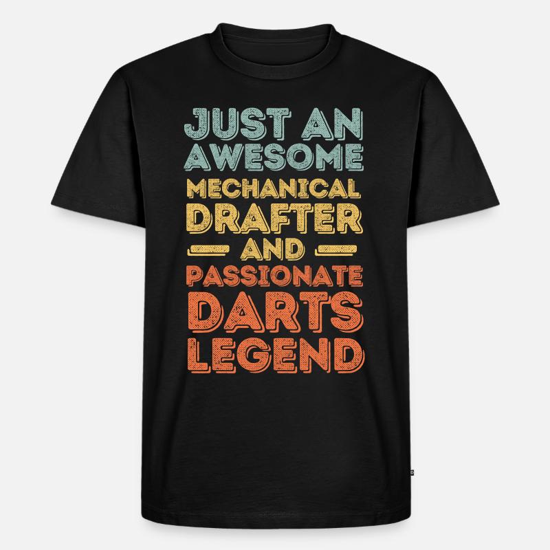 Technischer-Zeichner Darts retro - Männer Premium Bio T-Shirt - Schwarz