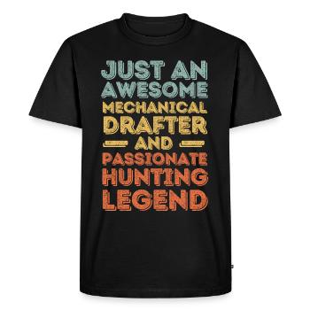 Technique dessinateur chasse rétro - T-shirt Premium bio Homme - noir - Devant - Nico (187cm)