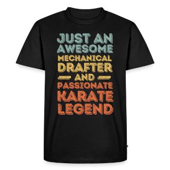 Dessinateur technique Karaté rétro - T-shirt Premium bio Homme - noir - Devant - Nico (187cm)