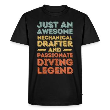 Dessinateur technique plongée rétro - T-shirt Premium bio Homme - noir - Devant - Nico (187cm)