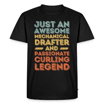 Dessinateur technique curling rétro - T-shirt Premium bio Homme - noir - Devant - Nico (187cm)