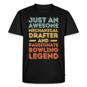 Dessinateur technique bowling rétro - T-shirt Premium bio Homme - noir - Devant - Nico (187cm)