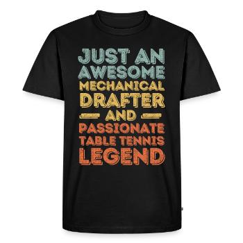 Dessinateur technique tennis de table rétro - T-shirt Premium bio Homme - noir - Devant - Nico (187cm)