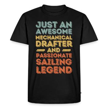 Dessinateur technique naviguant rétro - T-shirt Premium bio Homme - noir - Devant - Nico (187cm)