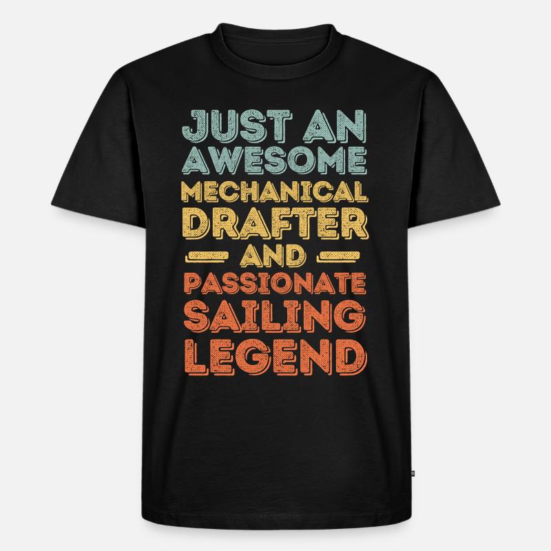Technischer-Zeichner Segeln retro - Männer Premium Bio T-Shirt - Schwarz