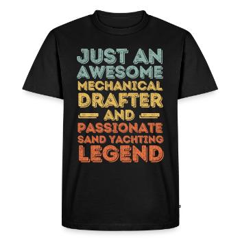 Dessinateur technique sable voile rétro - T-shirt Premium bio Homme - noir - Devant - Nico (187cm)