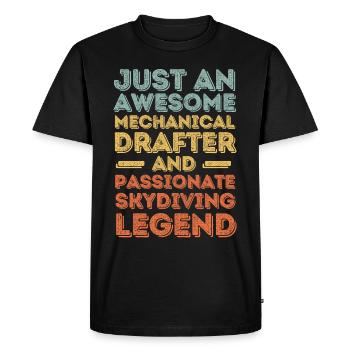 Dessinateur technique parachutiste rétro - T-shirt Premium bio Homme - noir - Devant - Nico (187cm)
