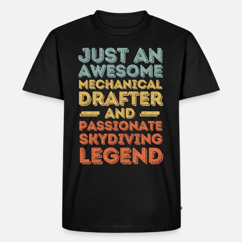 Technischer-Zeichner Fallschirmspringen retro - Männer Premium Bio T-Shirt - Schwarz