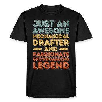 Dessinateur technique snowboard rétro - T-shirt Premium bio Homme - noir - Devant - Nico (187cm)