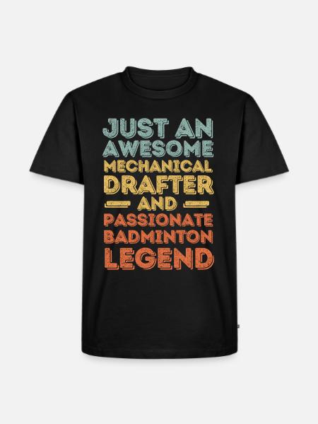 Technical draughtsman Badminton retro - Men's Premium Organic T-Shirt - black