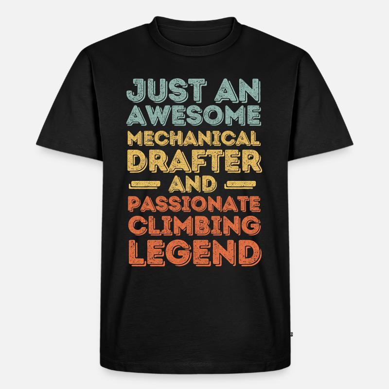 Technischer-Zeichner Klettern retro - Männer Premium Bio T-Shirt - Schwarz