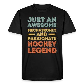 Mechatronics Engineer Hockey retro - Men's Premium Organic T-Shirt - black - Front - Nico (187cm)