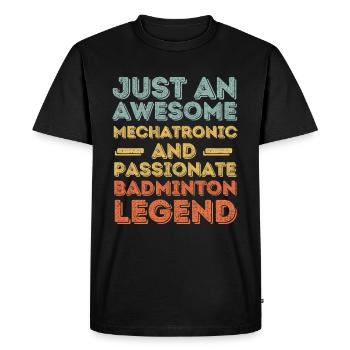 Mécatronique Badminton rétro - T-shirt Premium bio Homme - noir - Devant - Nico (187cm)