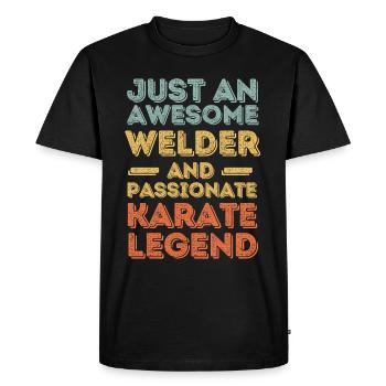 Welder Karate retro - Men's Premium Organic T-Shirt - black - Front - Nico (187cm)