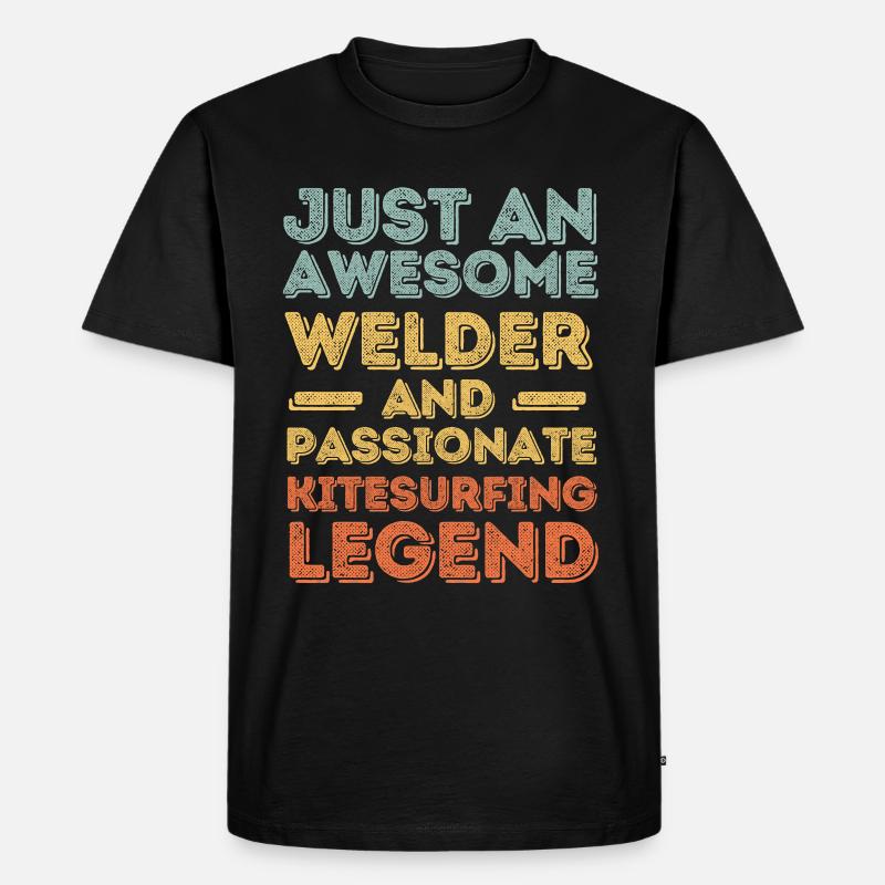 Schweißer Kitesurfen retro - Männer Premium Bio T-Shirt - Schwarz