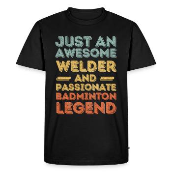 Soudeur Badminton rétro - T-shirt Premium bio Homme - noir - Devant - Nico (187cm)