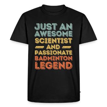 Scientifique Badminton rétro - T-shirt Premium bio Homme - noir - Devant - Nico (187cm)