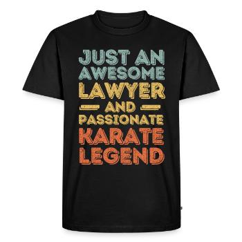 Lawyer Karate retro - Men's Premium Organic T-Shirt - black - Front - Nico (187cm)