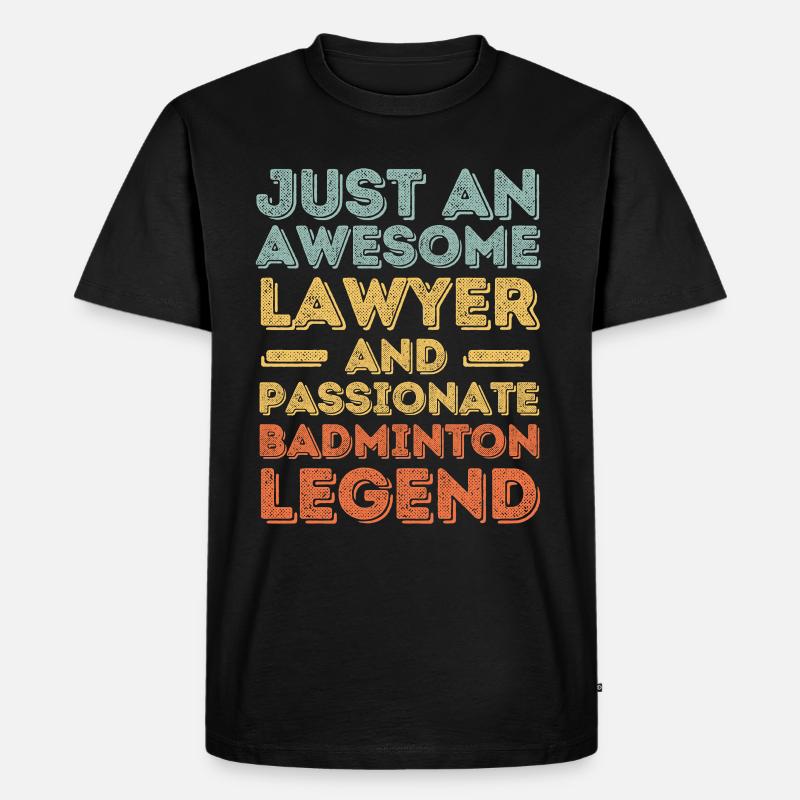 Anwalt Badminton retro - Männer Premium Bio T-Shirt - Schwarz