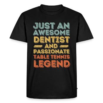 Dentiste tennis de table rétro - T-shirt Premium bio Homme - noir - Devant - Nico (187cm)