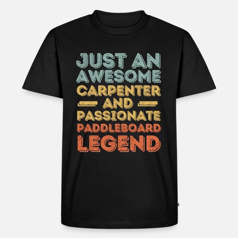Zimmermann Paddleboard retro - Männer Premium Bio T-Shirt - Schwarz