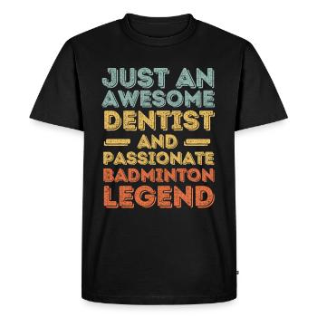 Dentiste Badminton rétro - T-shirt Premium bio Homme - noir - Devant - Nico (187cm)