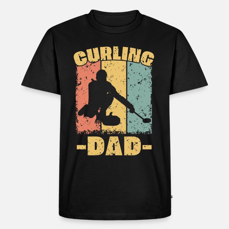 Curling Papa retro - Männer Premium Bio T-Shirt - Schwarz