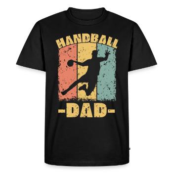 Handball papa rétro - T-shirt Premium bio Homme - noir - Devant - Nico (187cm)