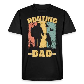 Papa de chasse rétro - T-shirt Premium bio Homme - noir - Devant - Nico (187cm)