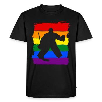 Gardien de but de hockey sur glace LGBT Pride - T-shirt Premium bio Homme - noir - Devant - Nico (187cm)