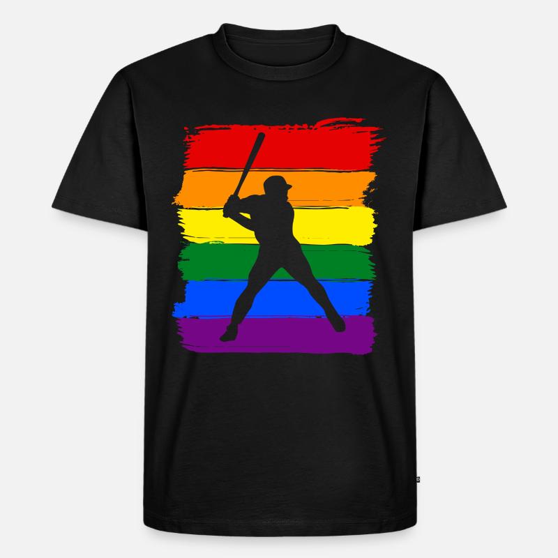 Baseball LGBT Pride - Männer Premium Bio T-Shirt - Schwarz