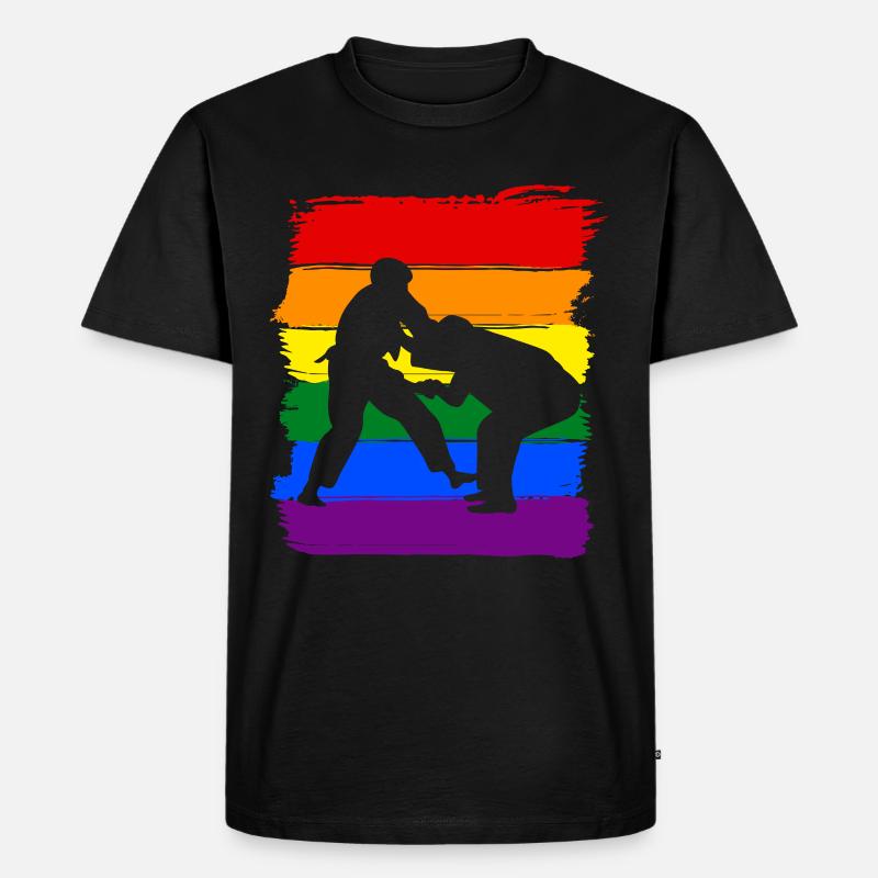Judo LGBT Pride - Männer Premium Bio T-Shirt - Schwarz