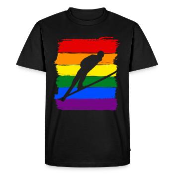 Ski-jumping LGBT Pride - Men's Premium Organic T-Shirt - black - Front - Nico (187cm)