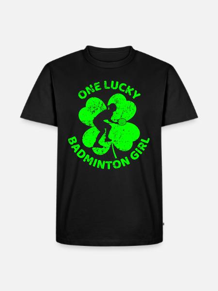 Badminton St. Patrick's day shamrock - Men's Premium Organic T-Shirt - black
